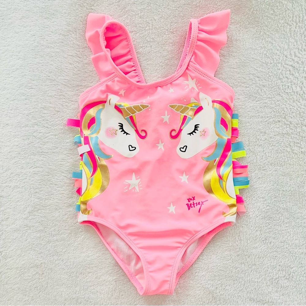 Betsey Johnson Toddler Girl Unicorn Fringe Bathing Suit Swimsuit